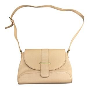 Talbots Cream Beige Leather Preppy Crossbody Purse